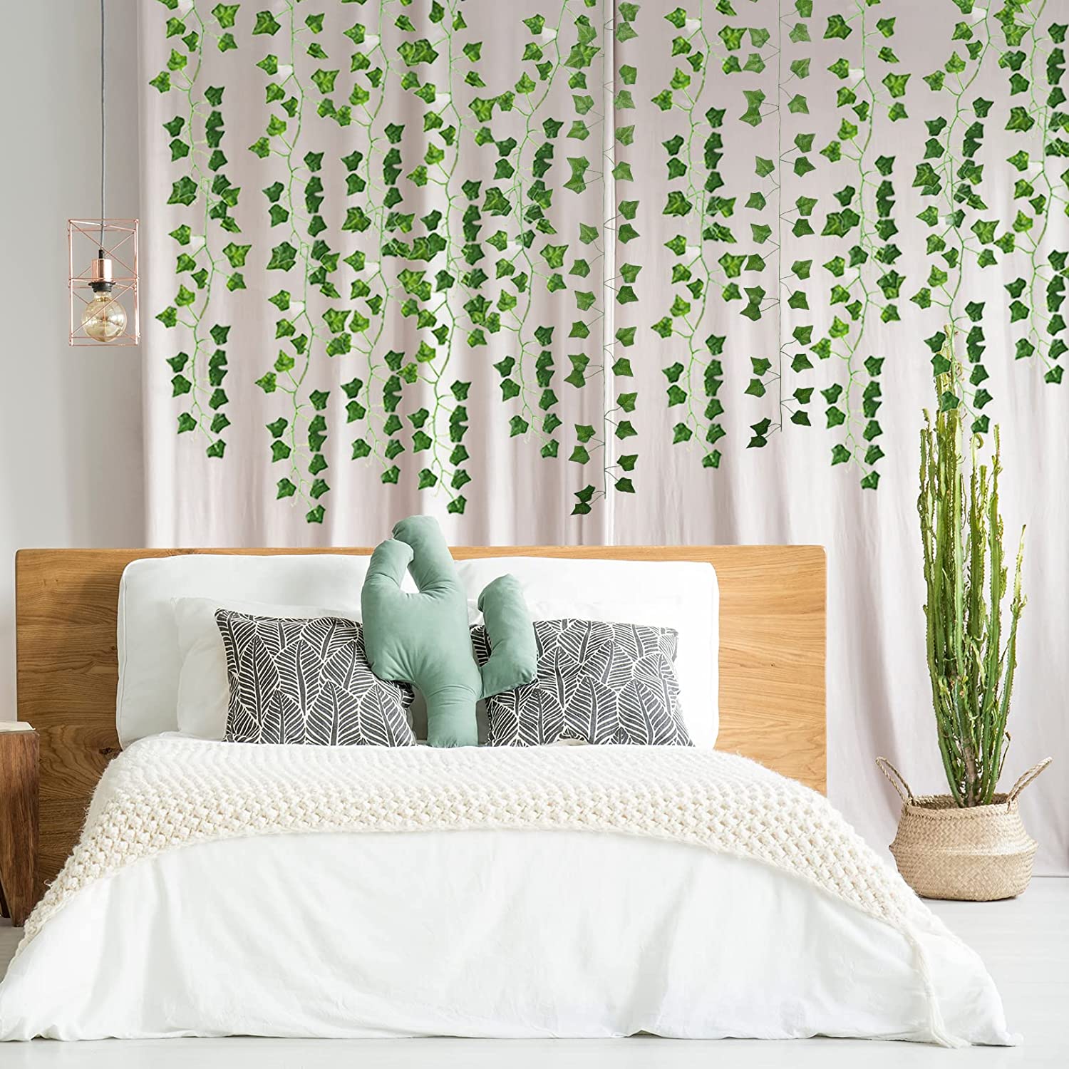 Guirlande lumineuse de lierre artificielle 10M, fausse plante de vigne,  fonctionnement à piles, feuille d'érable, féerique, verte, décoration  murale de chambre à coucher - AliExpress